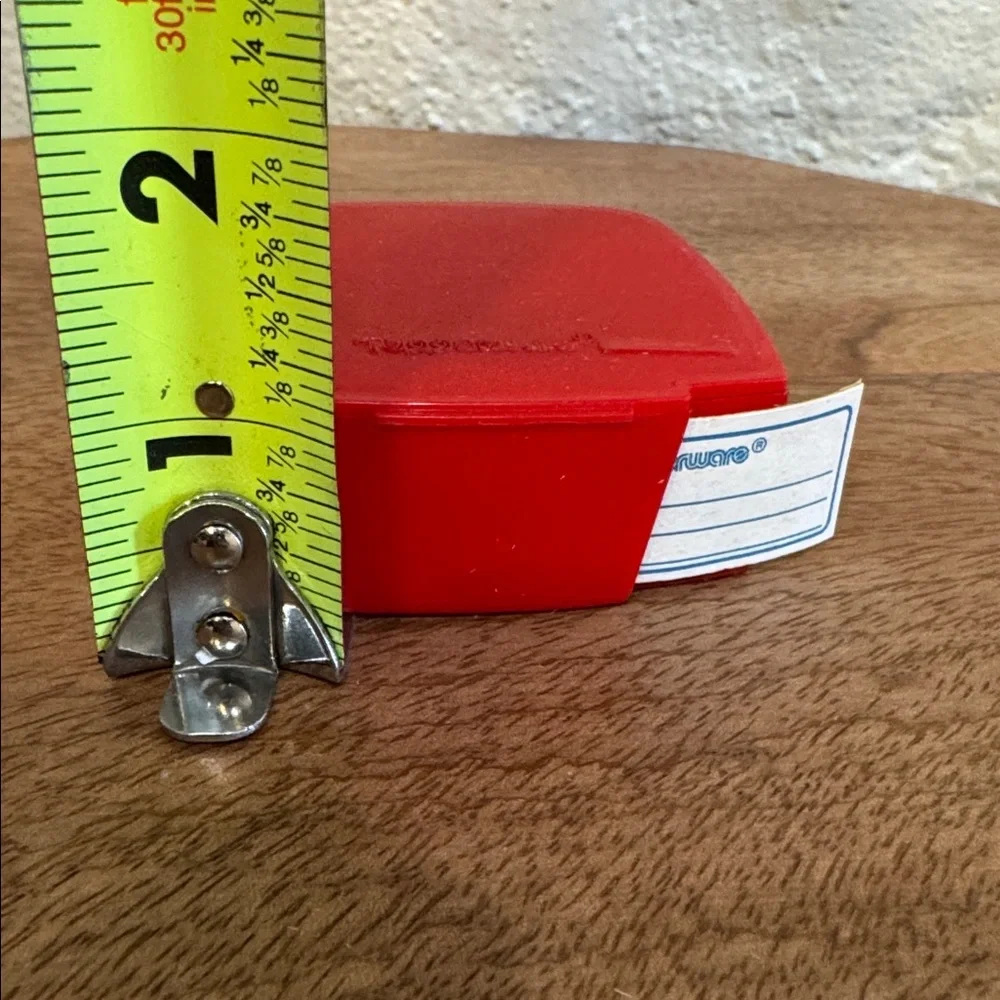 Vintage Tupperware Label Dispenser Red Container with Roll of Labels